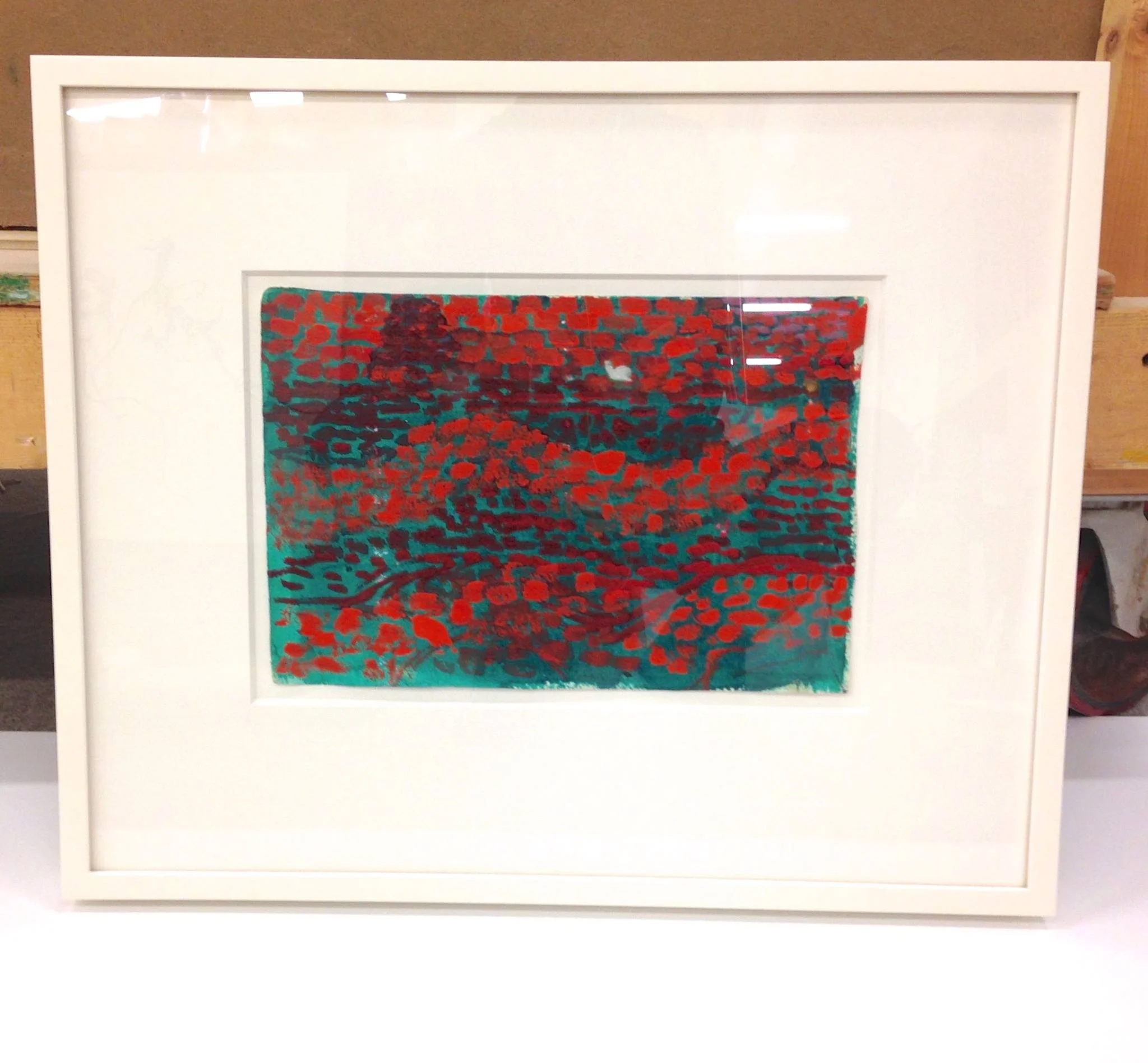 1/2" x 1 1/2" Offwhite frame, 8 Ply island mat, UV Plexi