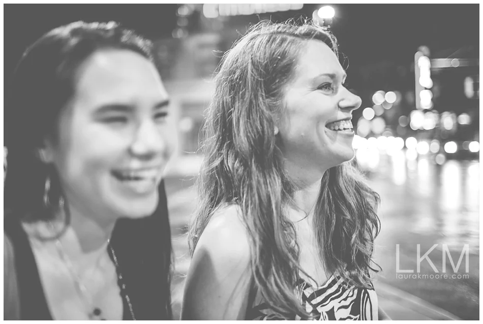 Christe & Hope laughing off a lame latte experience at a coffee shop downtown. Win some you lose some. 