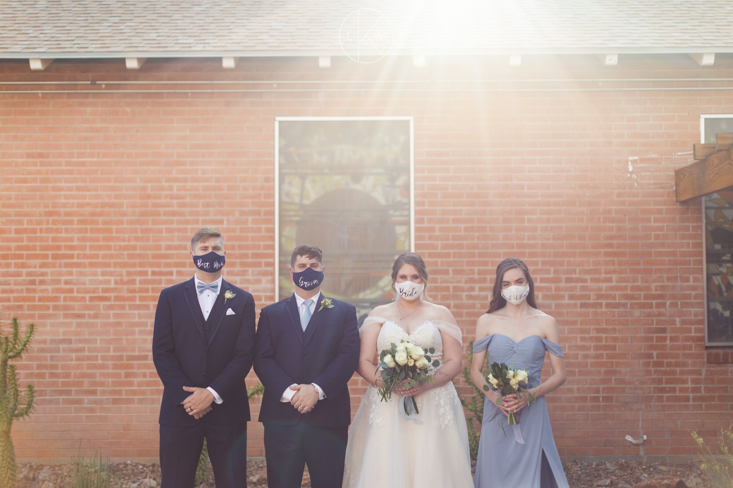 tucson-covid-wedding-mask-wedding-party
