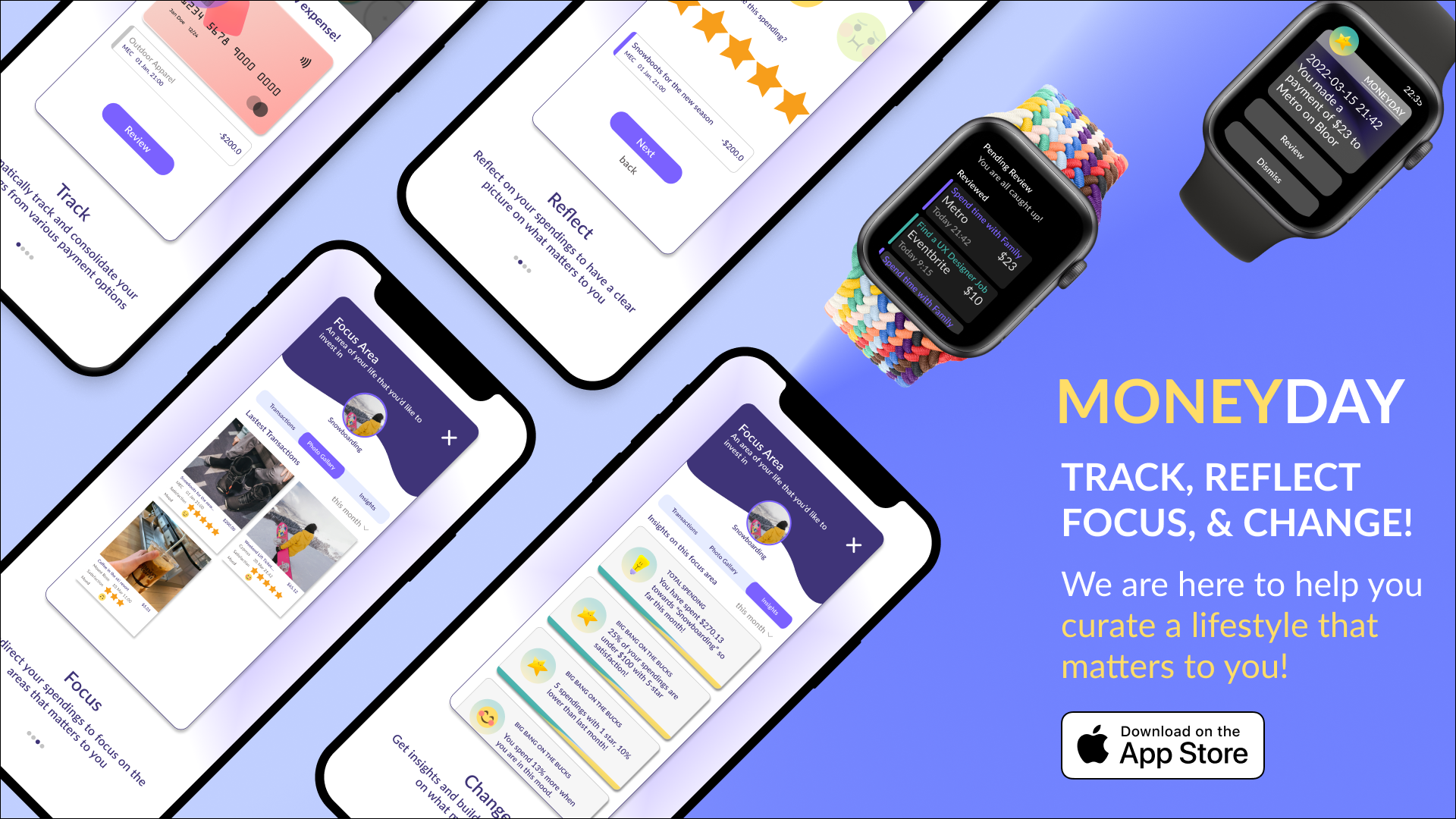 hi-fi iOS app and apple watch screen prototypes