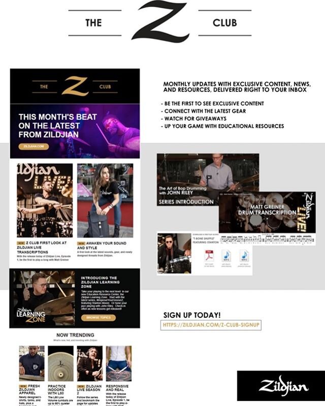 Check out @zildjiancompany new Z club! 100% free to sign up. Exclusive content, give a ways, news and more. We love working with these guys and they are always coming out with new stuff.  Check it out!