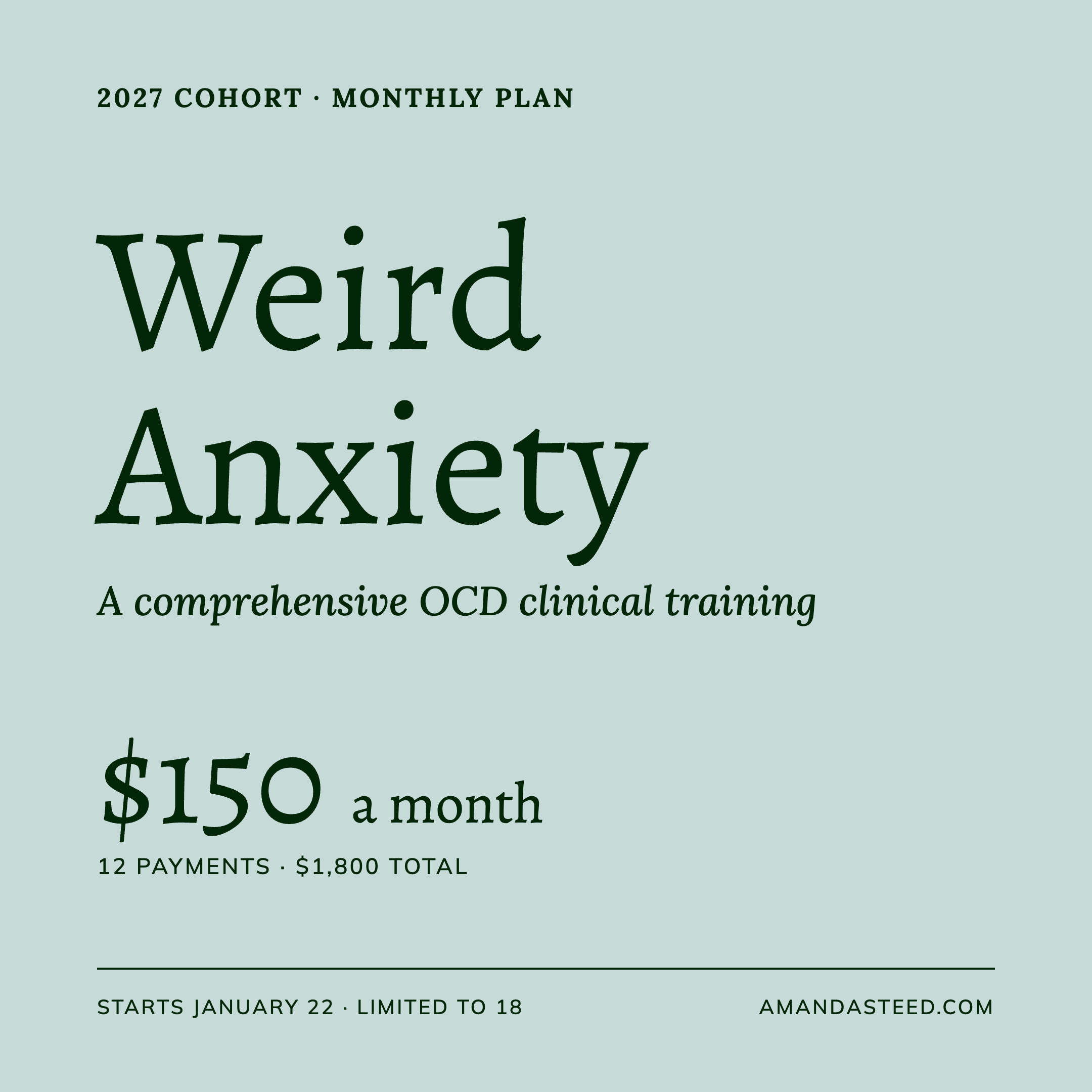 Weird Anxiety: A Comprehensive OCD Clinical Training (2027 Cohort) (Monthly)
