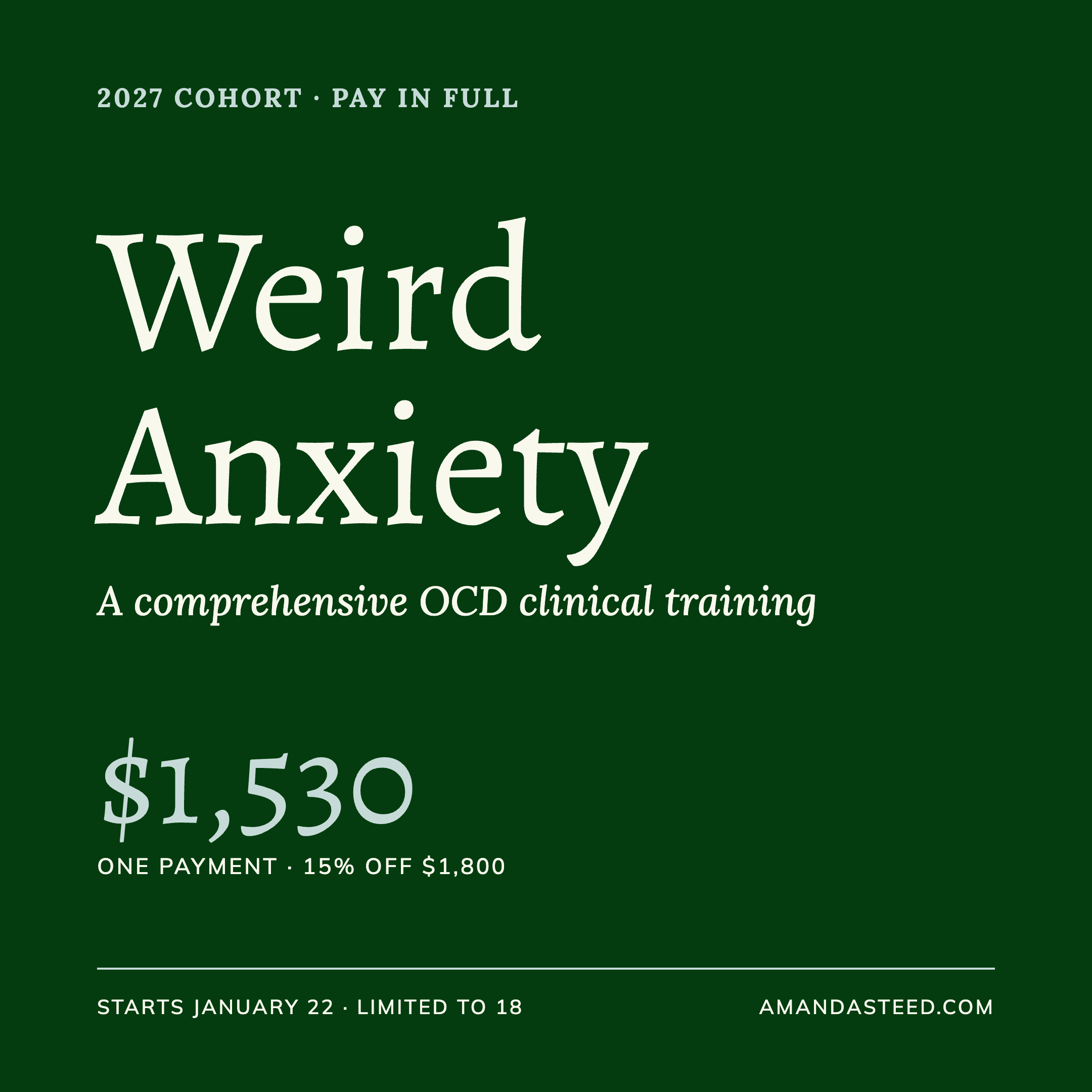 Weird Anxiety: A Comprehensive OCD Clinical Training (2027 Cohort)