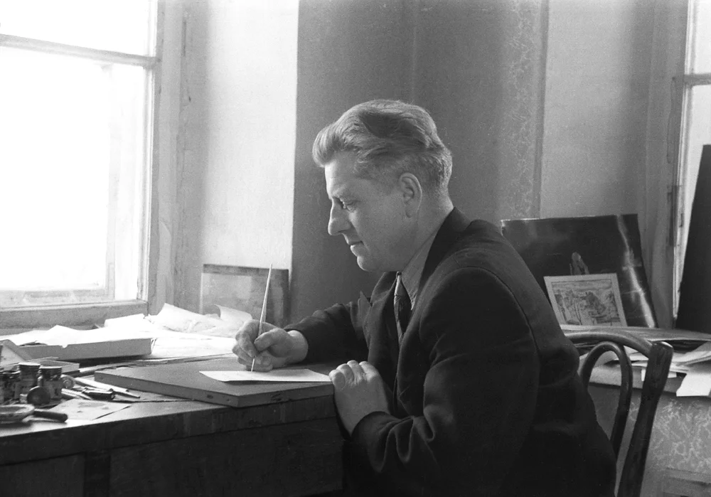 Artist Petras Rauduvė, 1959