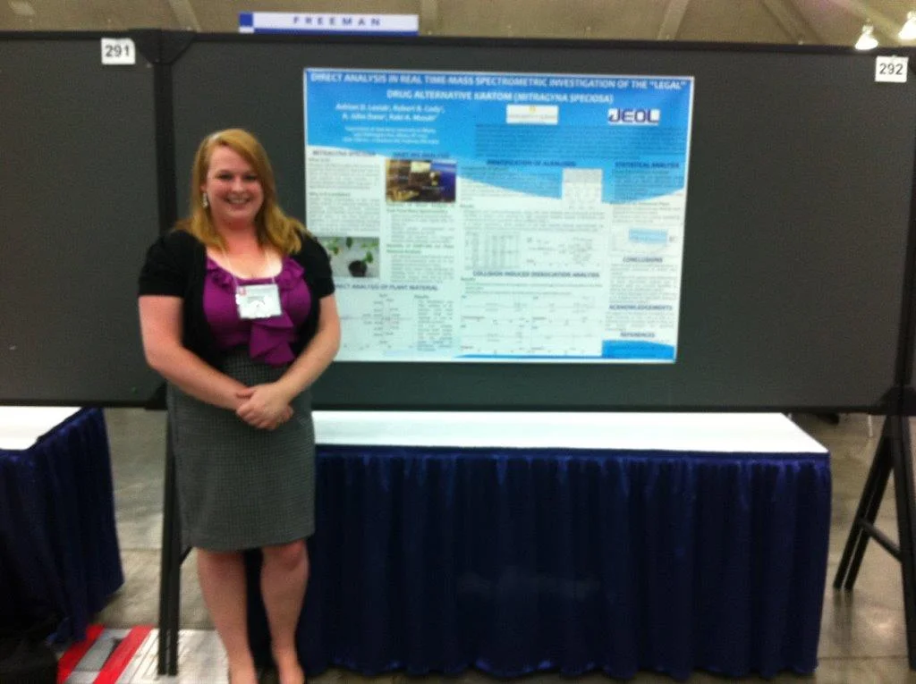 Graduate student, Ashton Lesiak presents her research on Kratom at the 2014 ASMS Annual conference.