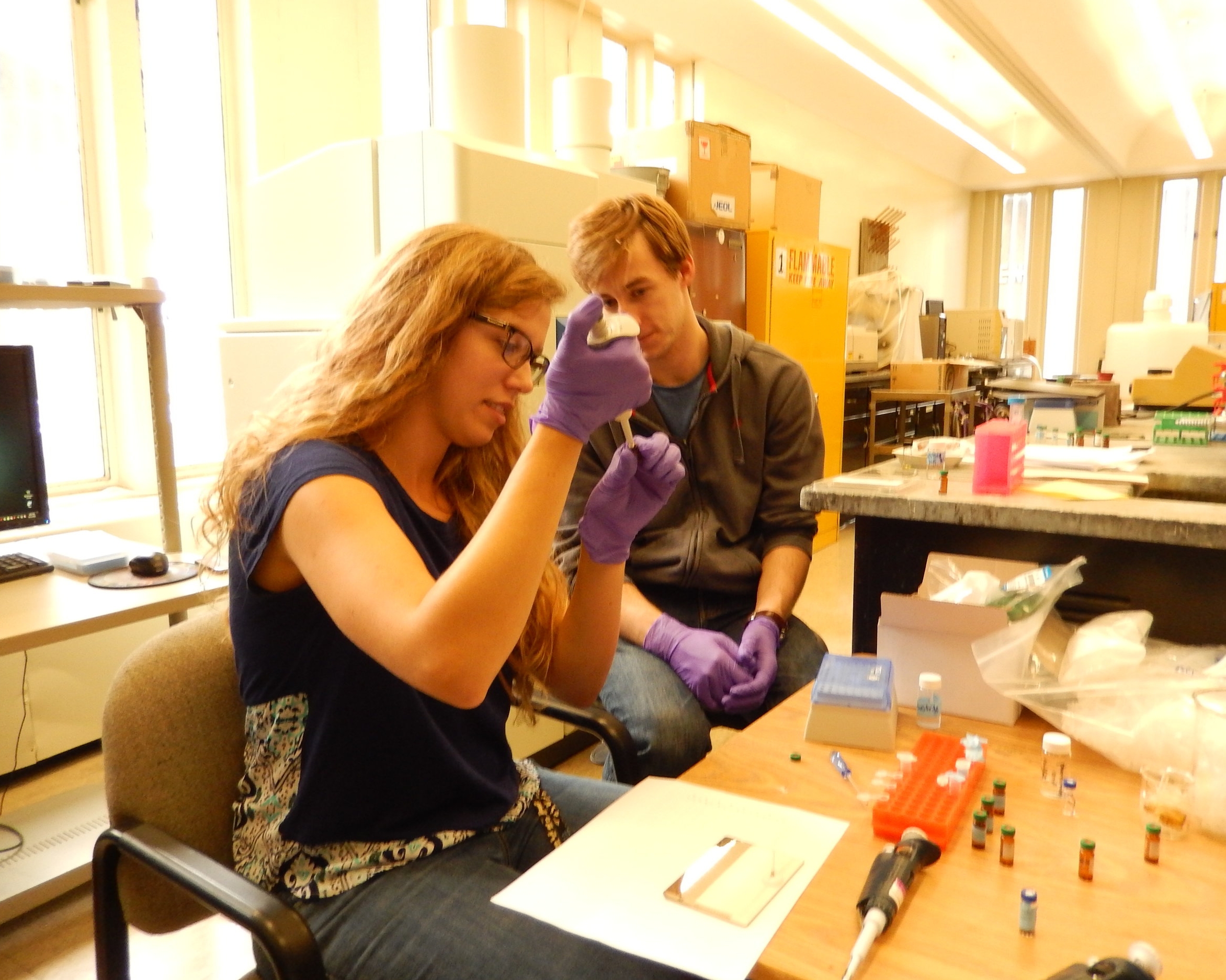 Kristen preparing MALDI samples with Cam.JPG