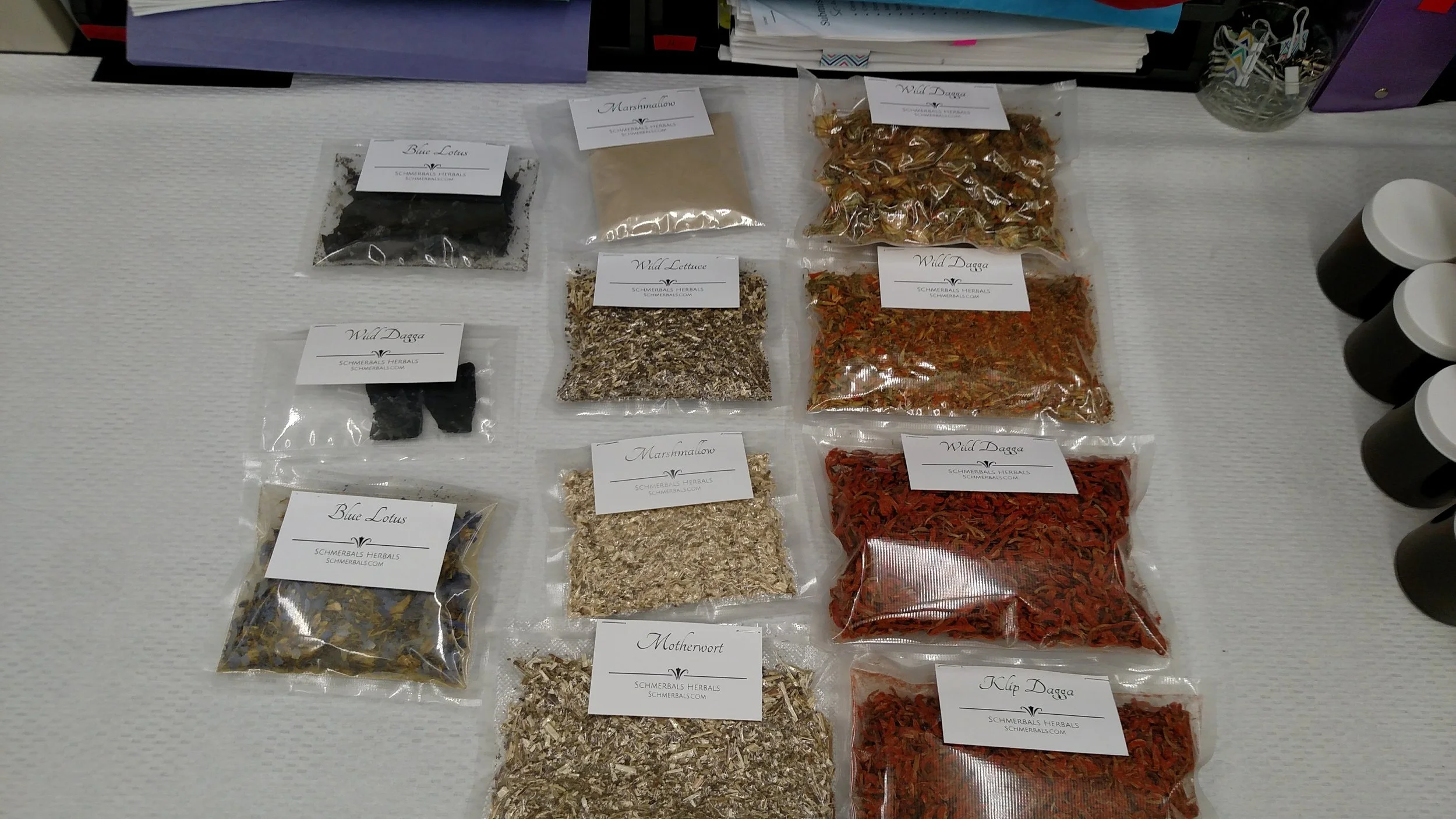  Various plant product samples purchased from an Etsy seller; many psychoactive plants have no legislation regarding their use, and so are easily obtainable from the web 