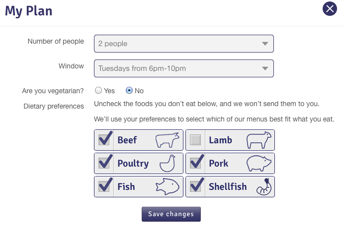 Blue Apron preferences