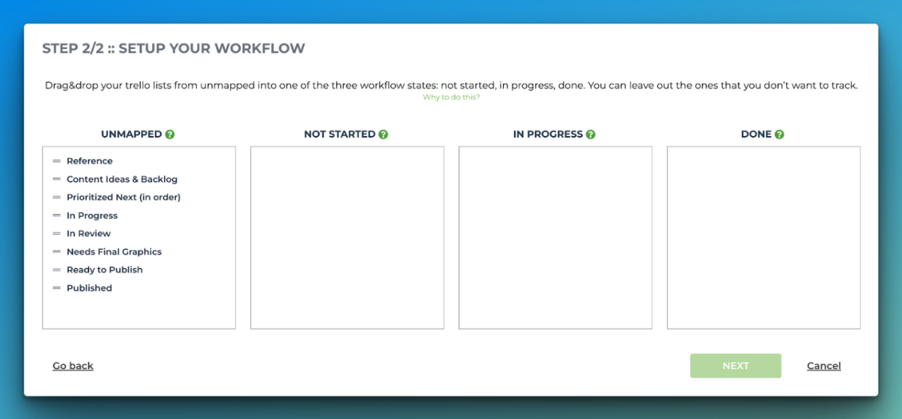 Setup workflow settings