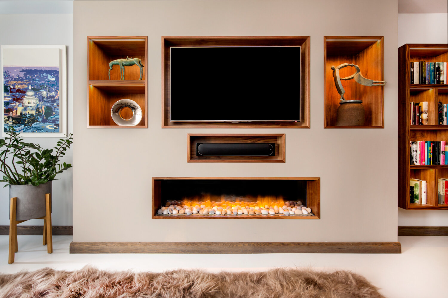 Media and fireplace bespoke joinery - Islington