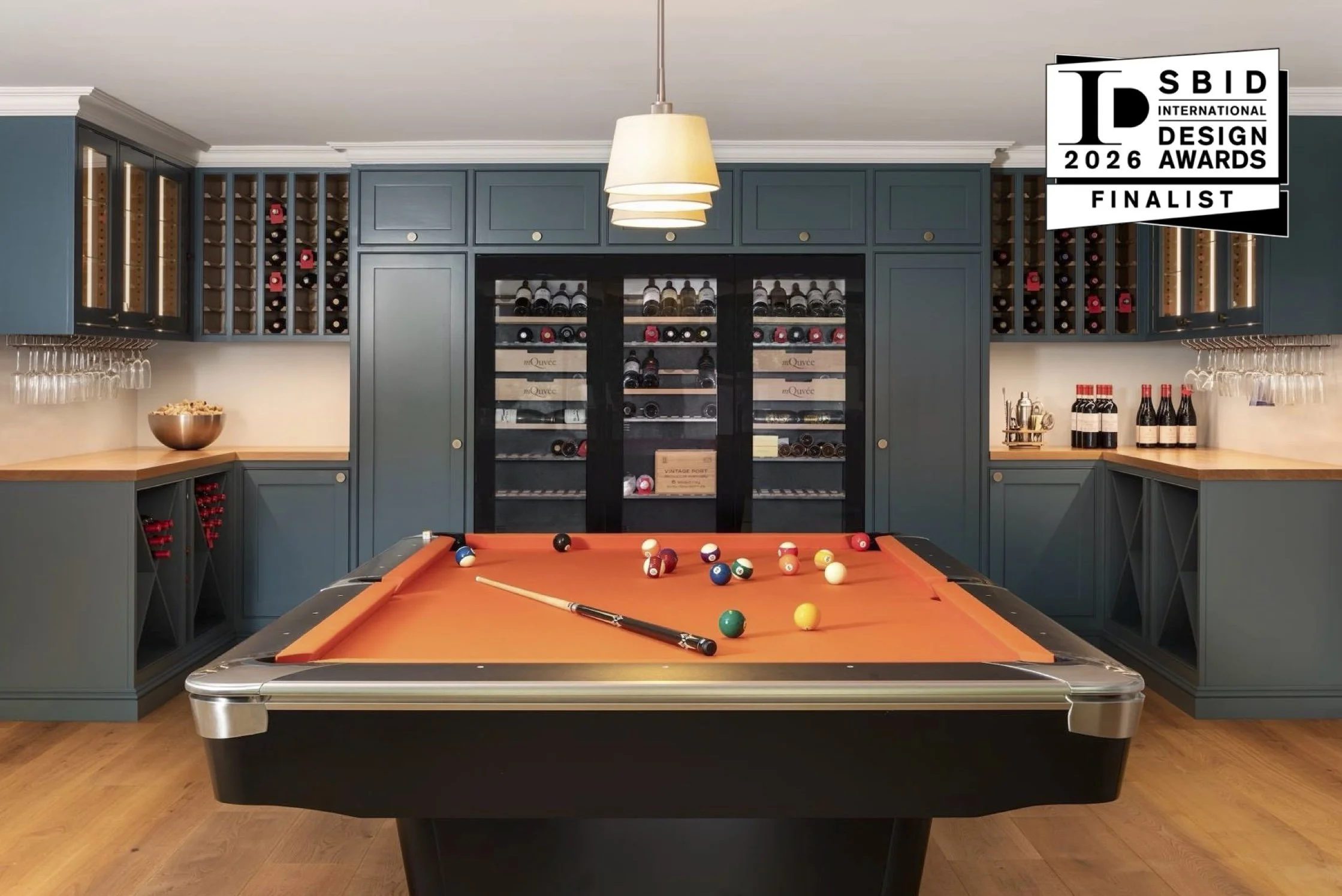 Games room with wine wall