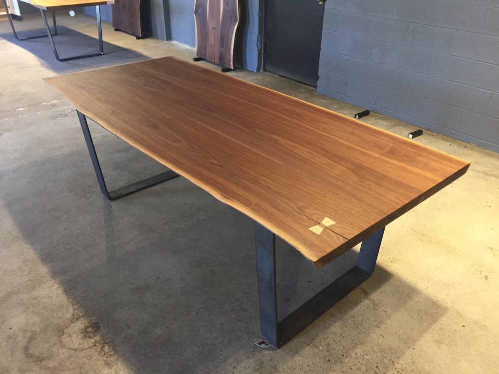 Black Walnut Dining Table Top Tree Purposed Detroit Michigan Live Edge Slabs Reclaimed Wood Black Walnut Dining Table Top Tree, Black Walnut Table Top Live Edge