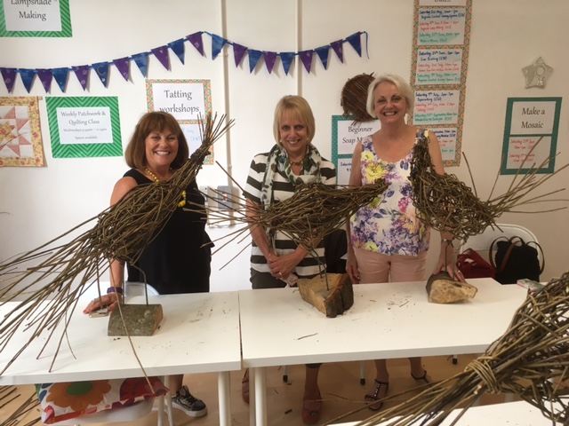 Willow chickens and a peahen (the peahen is called Pat and is on the left!)