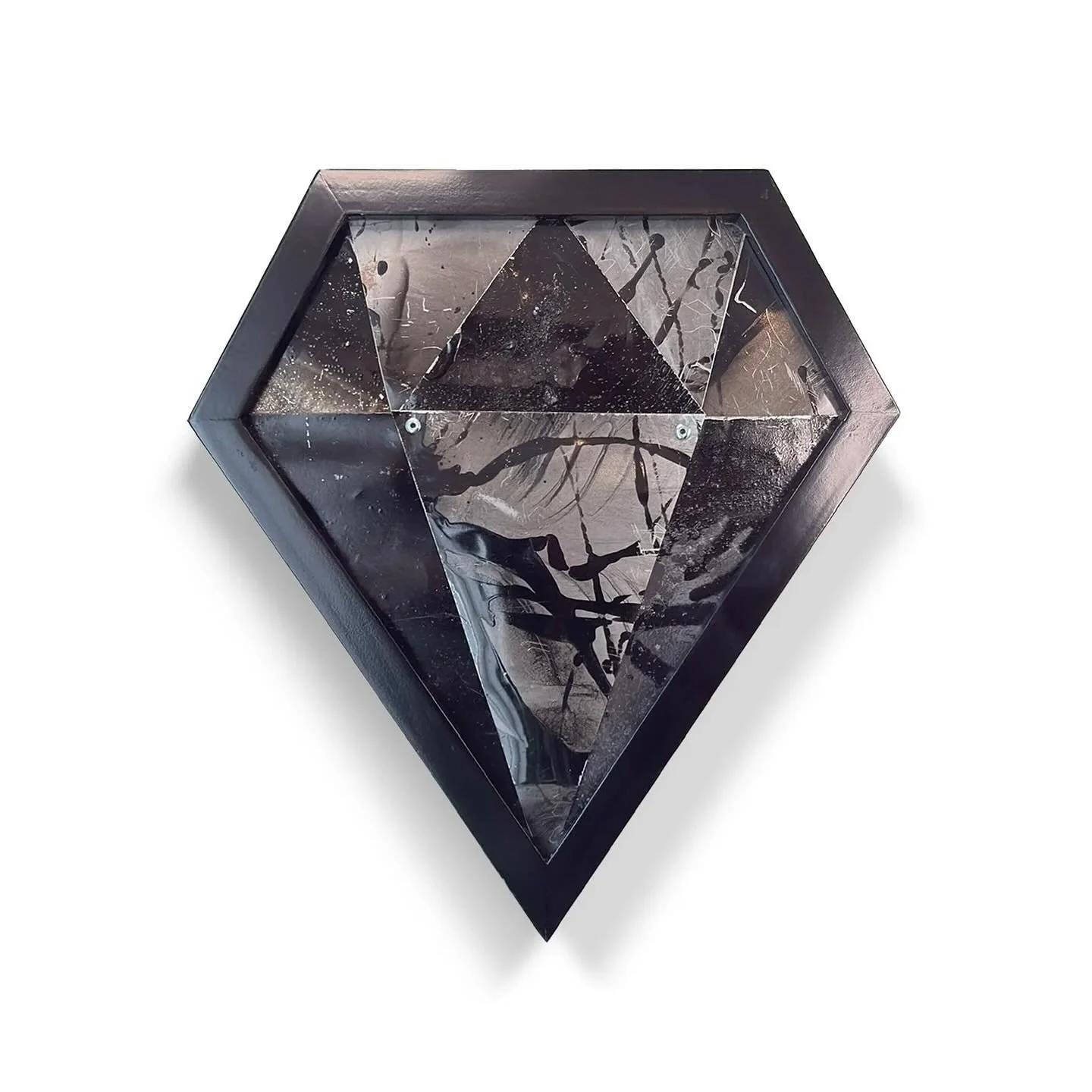 &quot;Onyx&quot; - Spray Paint Cans, Wood. - Inspired by the timeless elegance of natural gemstones&mdash;each piece is meticulously cut, shaped, and polished by hand to capture their geometric beauty with a vibrant, urban twist. No two artworks are 