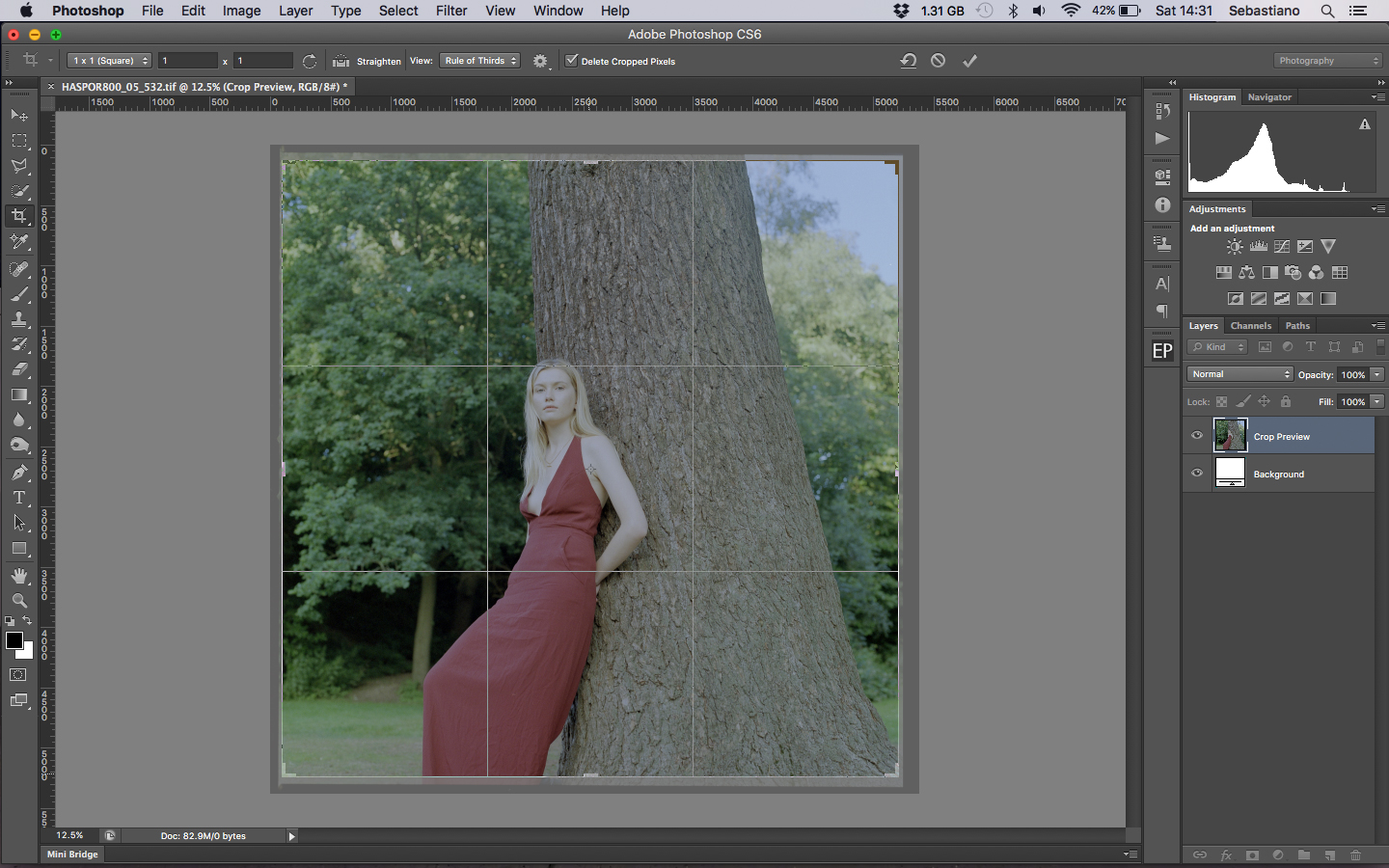 Before correcting I Crop the border, this is not absolutely nessercery and if you want to keep a border then be aware of it in your histogram during the next steps.