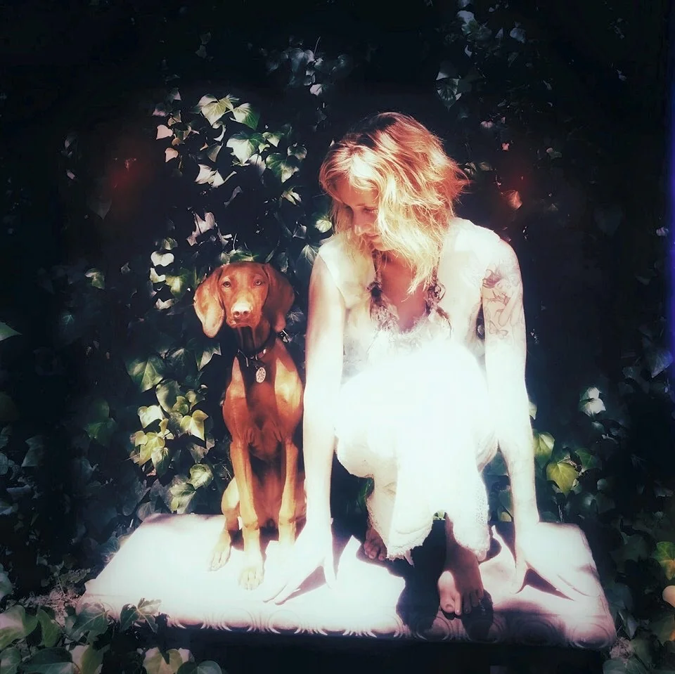 Big changes, my new puppy girl Freya. A vibrantly sweet and fearless soul. I'm in my handmade 'Sura' dress.