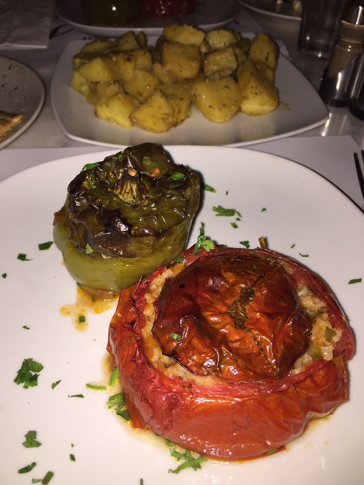 This blog post wouldn't be complete without at least one food photo. Giorgos at Terra Nera made us the most amazing stuffed veggies, roasted potatoes and much much more.