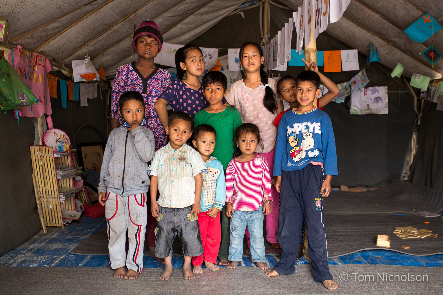 The Chuchepati Camp Temporary School in the Internally Displaced Person (IDP) camp in Chuchepati, Kathmandu City, Nepal on 27 March 2016. The camp houses people in temporary accomodation due to the April 2015 earthquake.