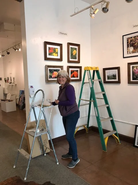 & Edgewater Gallery is getting the space ready for our guests! (Artists: Happy Hyder (above) & Alisemarie (below)