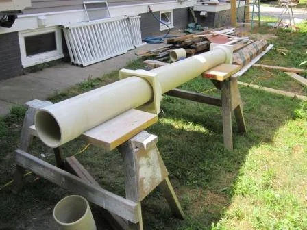 New fiberglass column cutting to size for install