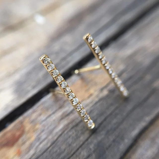 diamond line stud earrings — ZAVER MOR JEWELRY GALLERY