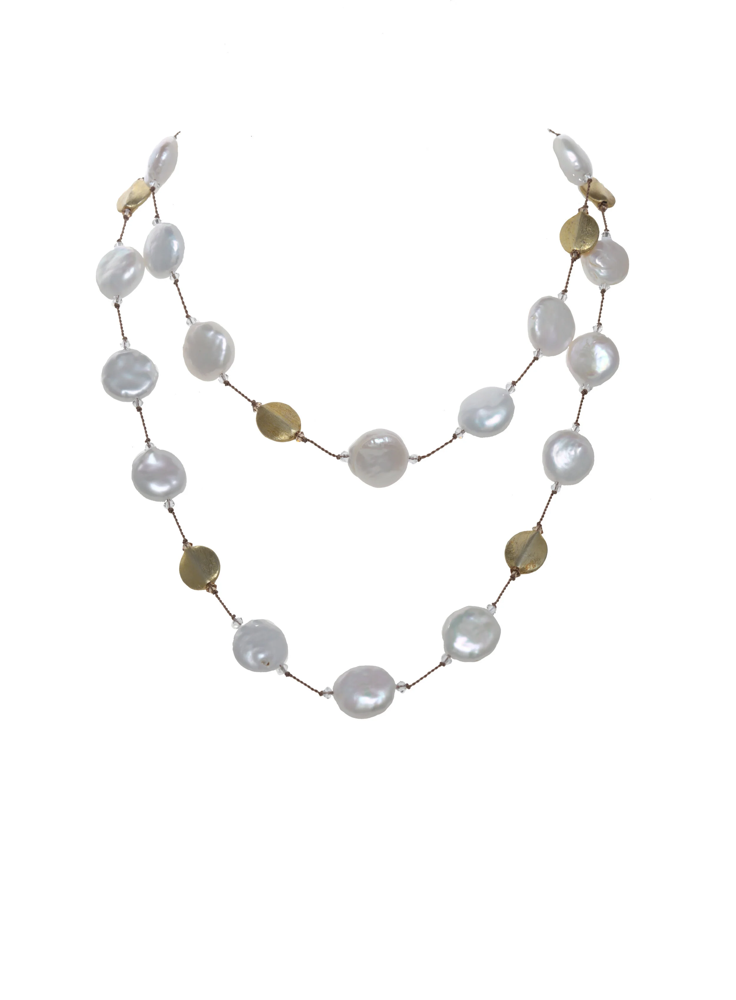 coin pearls, 18kt/ss gold necklace 