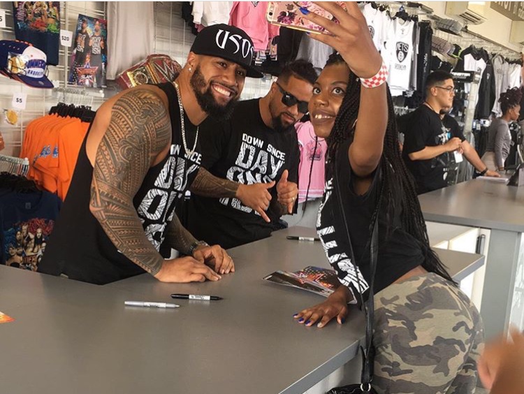 Couple goals? Ebony caught getting a selfie off with The Usos.