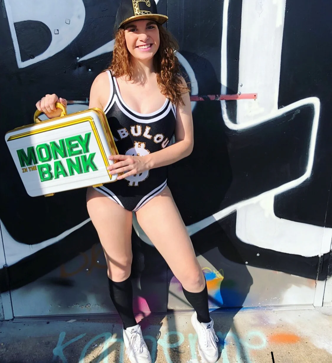 Monica cosplaying as Carmella