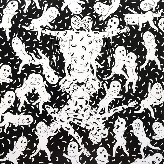 Illustration for Busdriver's mixtape "Thumbs"