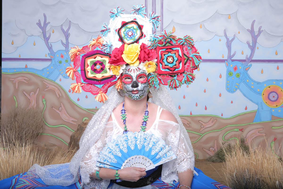 Custom photo booth mural for the 2015 Hollywood Forever Cemetery's Dia De Los Muertos "Shamanic Visions of the Huichol" event.