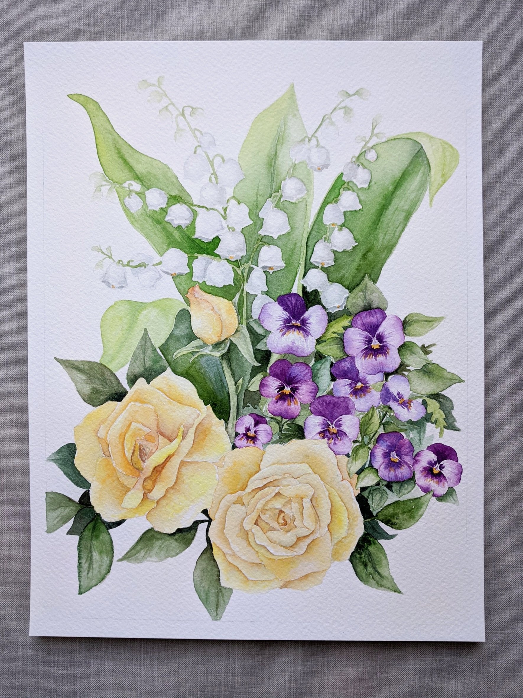 birth flowers watercolor painting