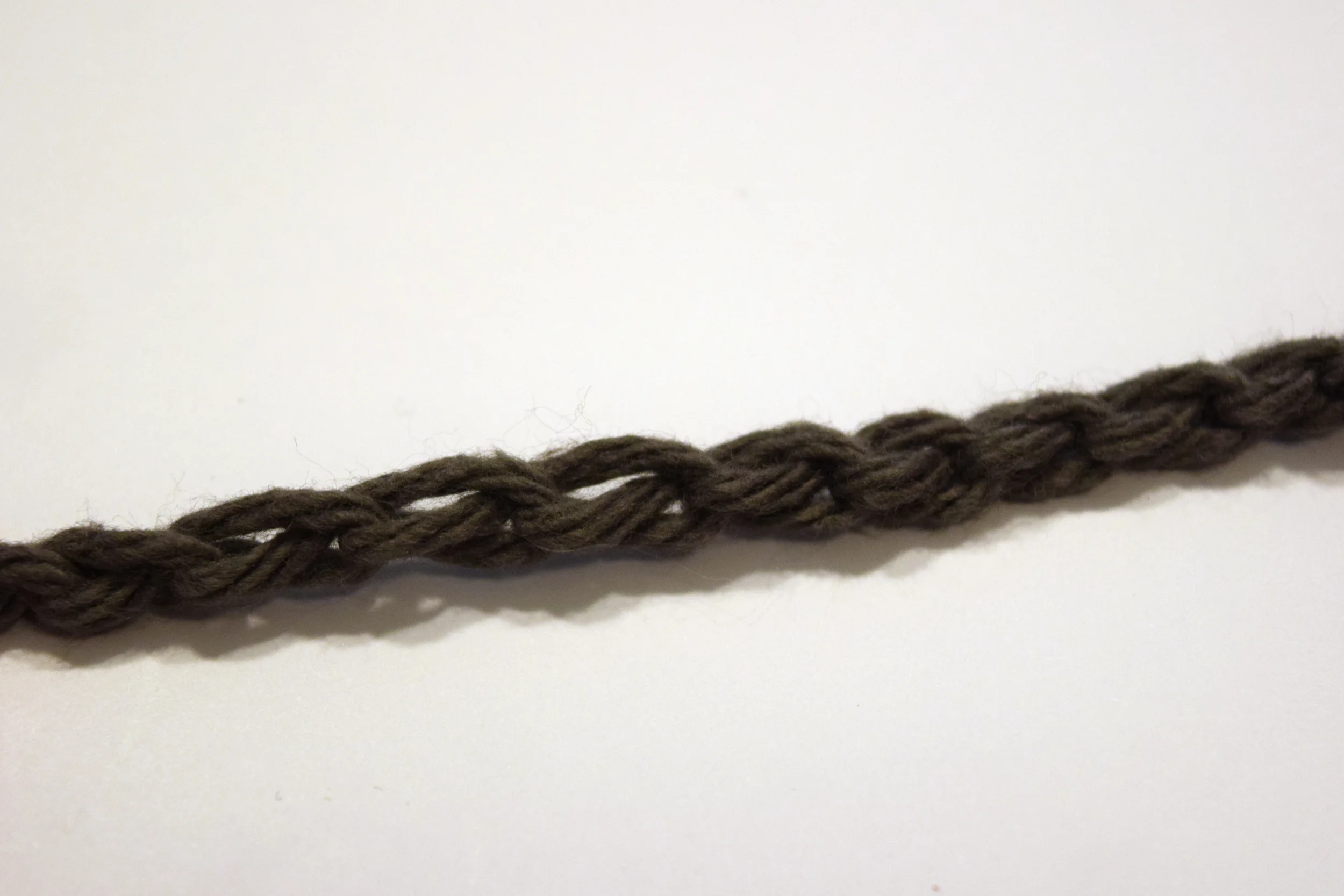 Here's my fifth(?) attempt at crocheting a chain, as you can see they're very loose and uneven! Don't get discouraged, keep trying!