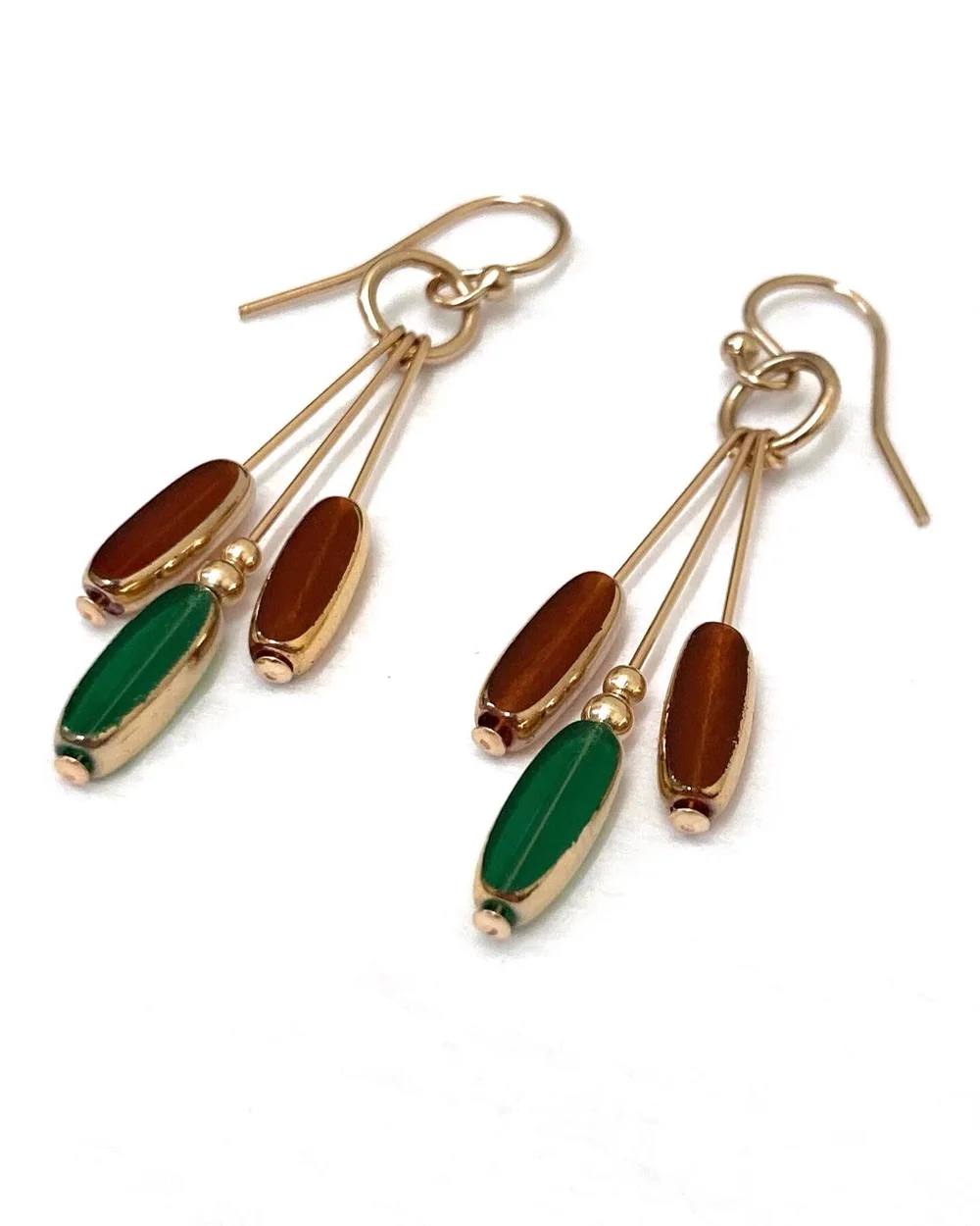 RECTO■25SS_IBIZA FORMICA DROP CLIP EARRINGS■正規品★人気 Gold & Brown Ibiza Formica Drop Clip Earrings by RECTO on Sale
