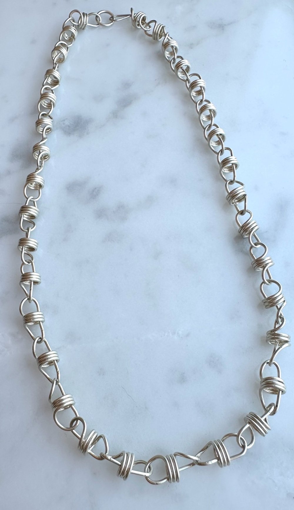 Handmade Signature Sterling Silver Spiral Link Chain Necklace