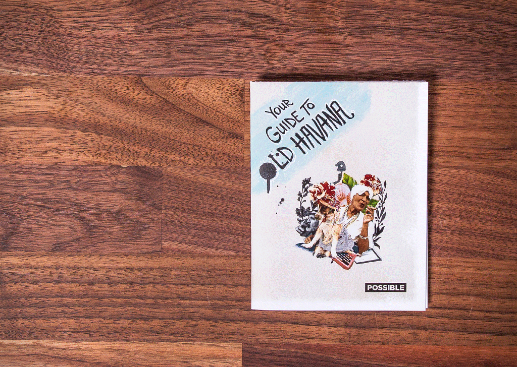 The map unfolds in a way that reveals something new with each step: the front cover opens into a Spanish phrasebook, which then unfolds into a mini-poster featuring a Cuba-centric quote from Hemingway, and finally the map of Havana is revealed.