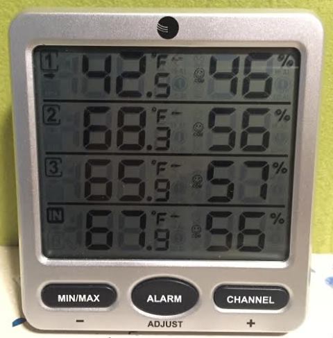 From Top down:- Outside Temp, Second Floor, Basement Temp, and Main Floor.