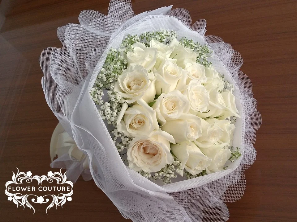 Swan Lake inspired hand bouquet by Flower Couture Pte Ltd