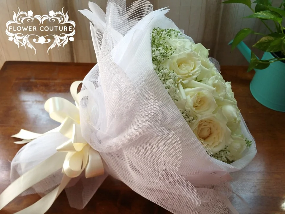Swan Lake inspired hand bouquet by Flower Couture Pte Ltd