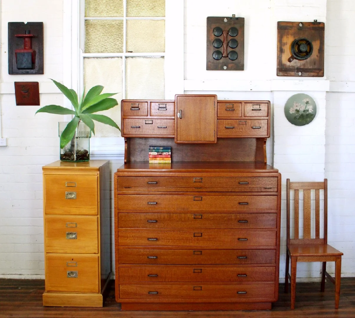 Vintage Silky Oak Map Drawers