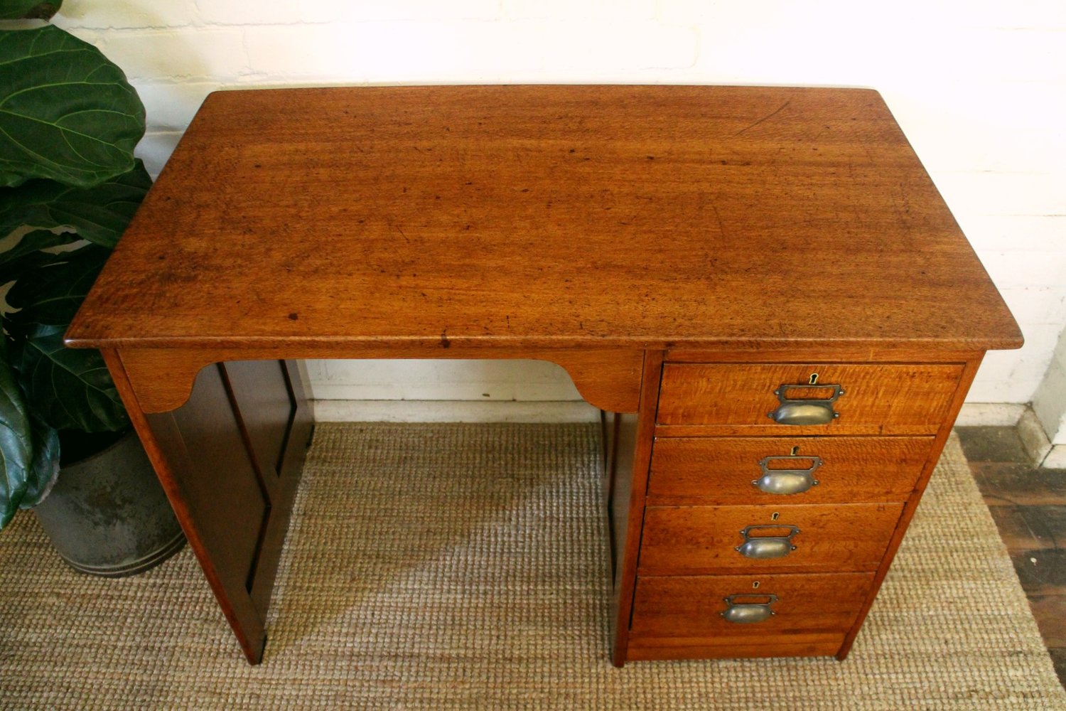 Silky Oak Desk Antiques Industrial Vintage Furniture