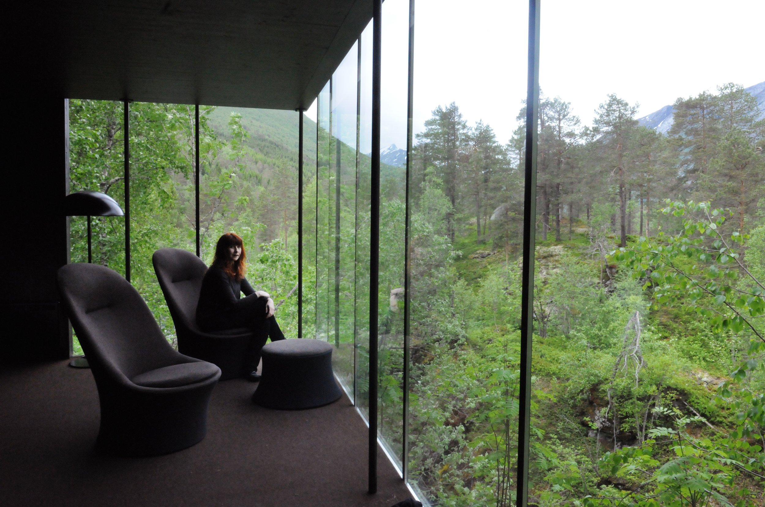 Enjoying the view from the Juvet Landscape Hotel, Valldal, Norway