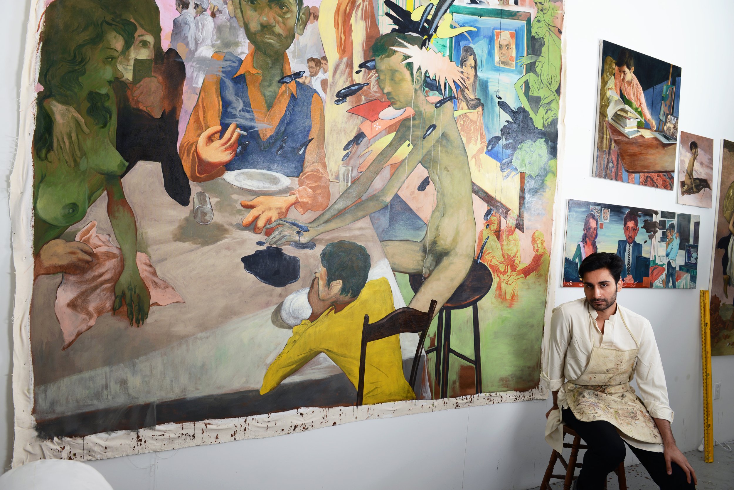 Salman Toor in his Bushwick studio