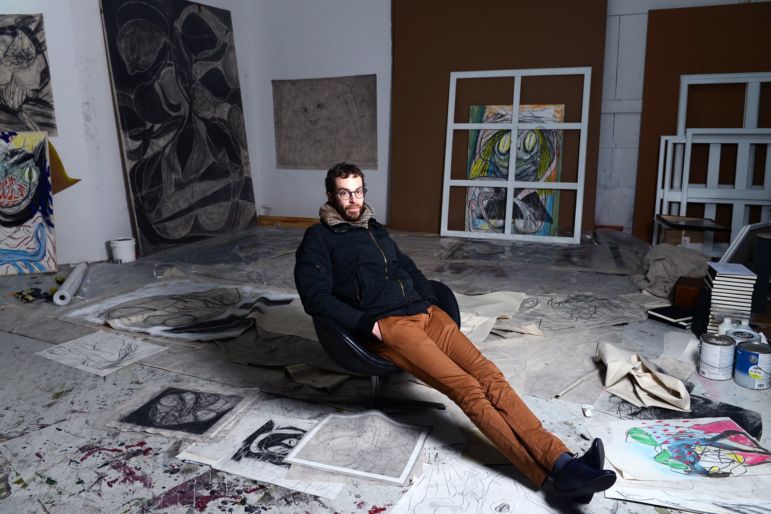 Anthony Miler in his Bushwick studio