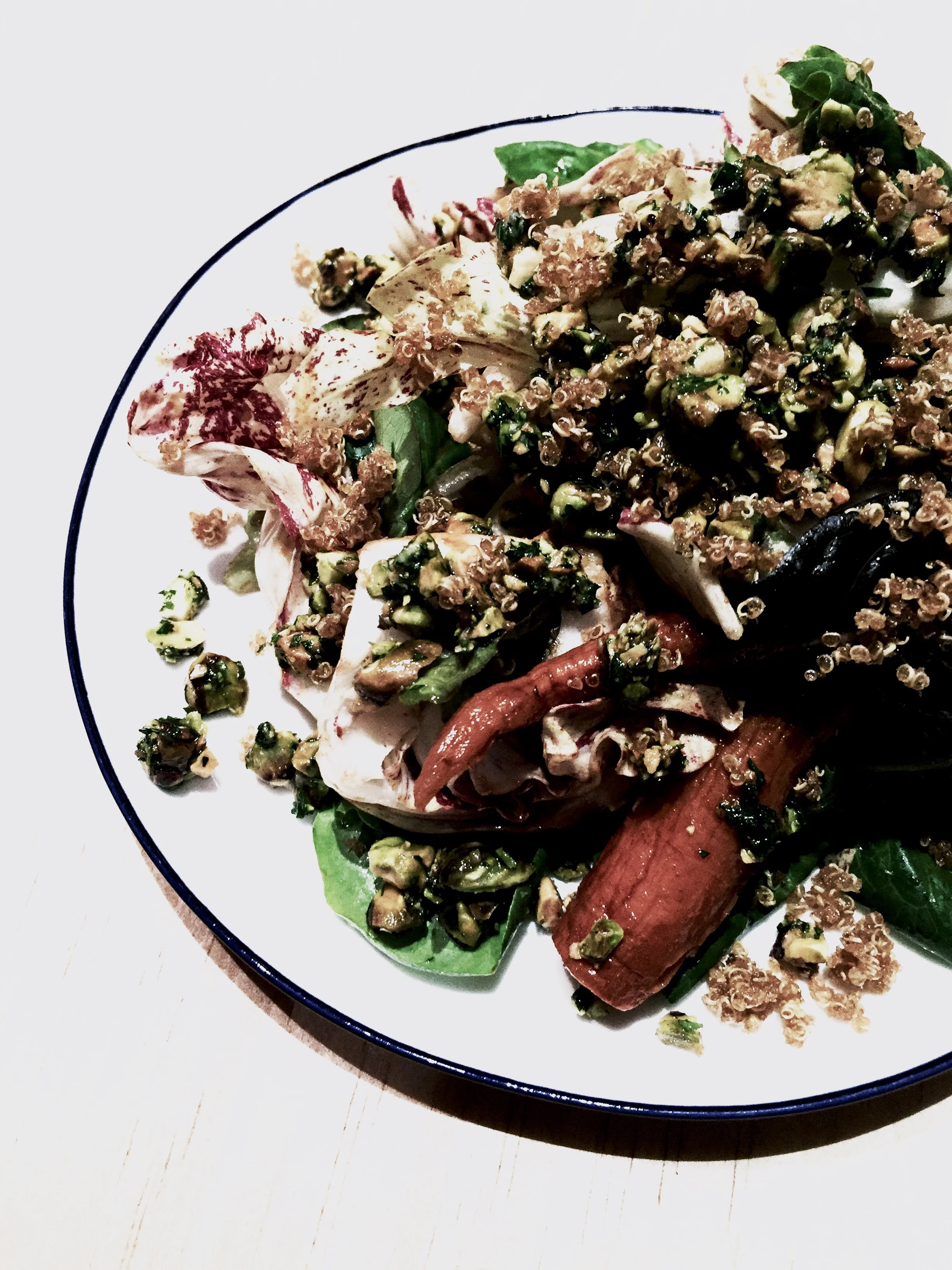 radicchio, paprika-honey carrots and toasted quinoa