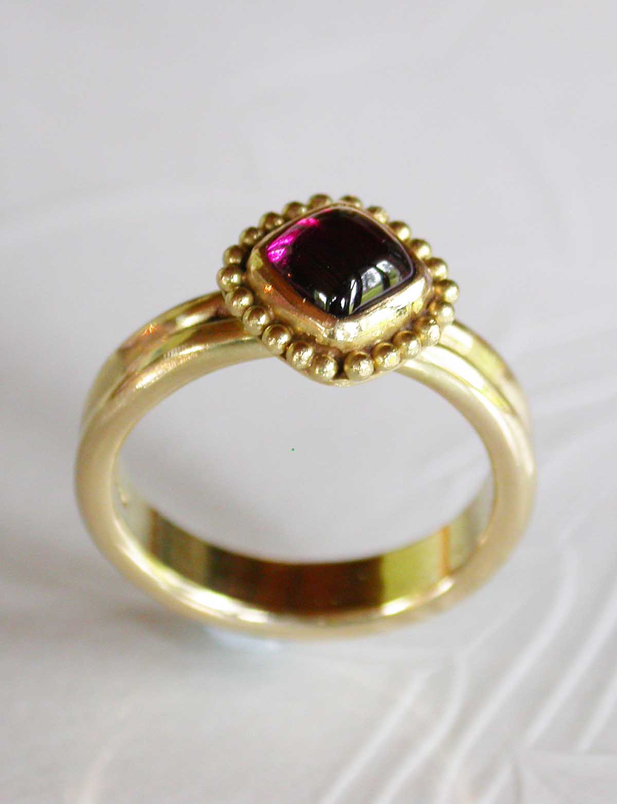 Gold garnet granulation ring