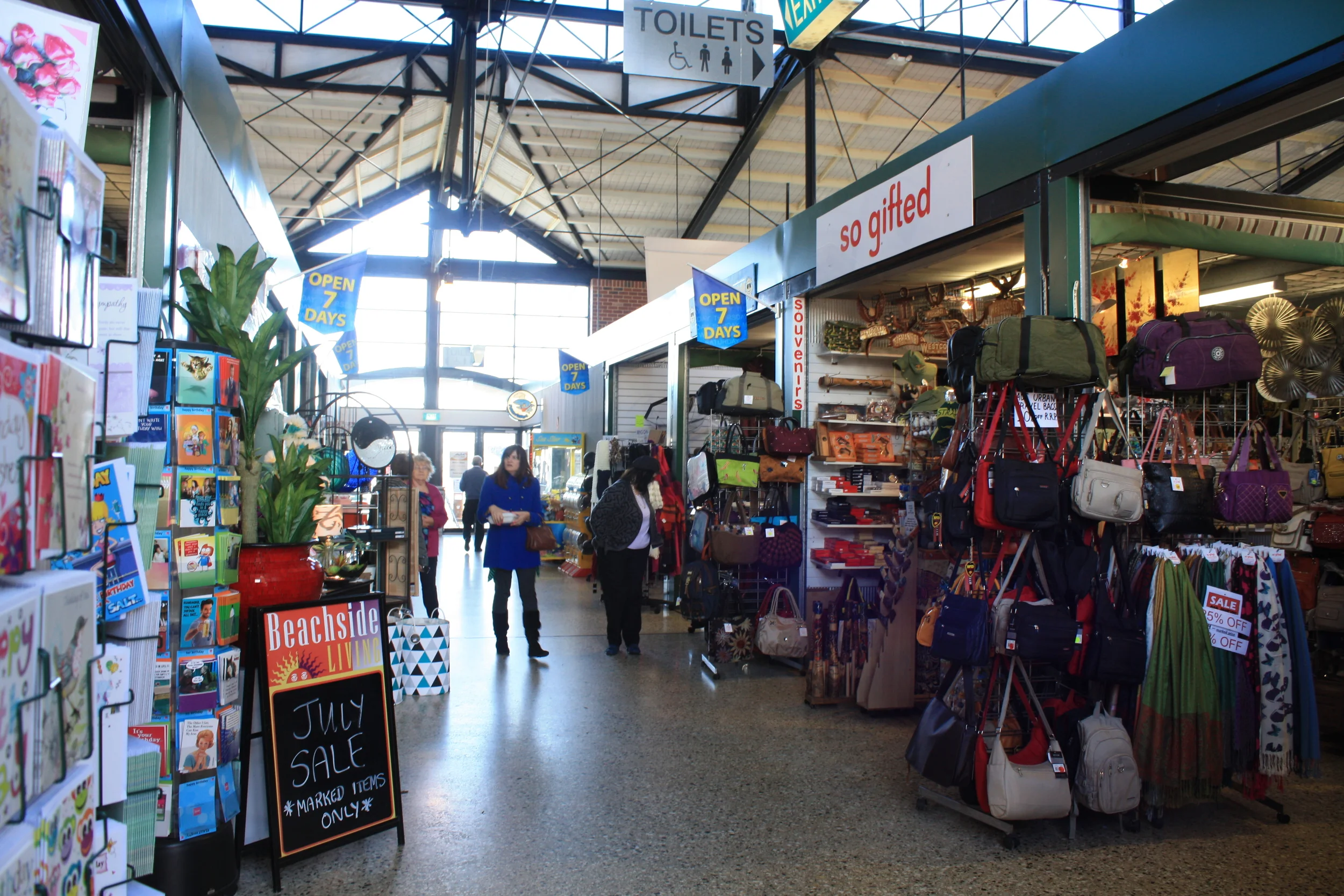 Inside the markets at Dolphin Quay there are many stalls to tempt you!