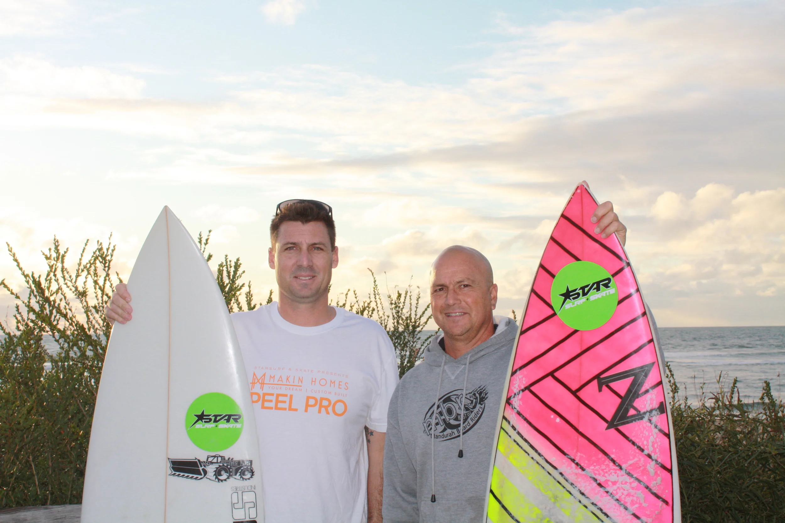Brad Higgins Event organiser and Brian Williams - Event organiser and Club President of the Mandurah Board Riders Club.