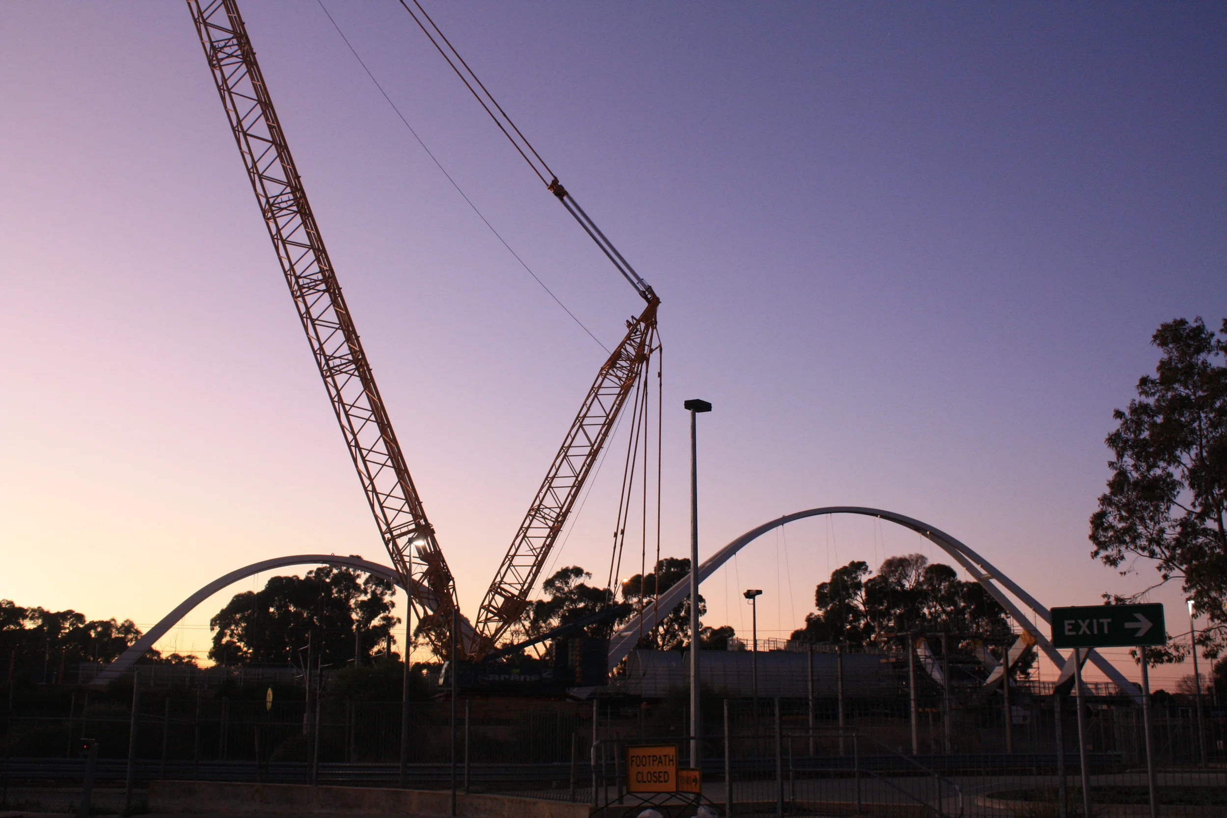 The Mandurah Road Pedestrian Bridge under construction