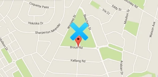 Beacham reserve is located in the area marked by the cross.