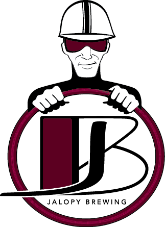 The Jalopy Brewing logo takes inspiration from vintage race posters.